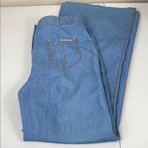 Roberto Cavalli Chambray Wide Leg Pant - Picture 1 of 9